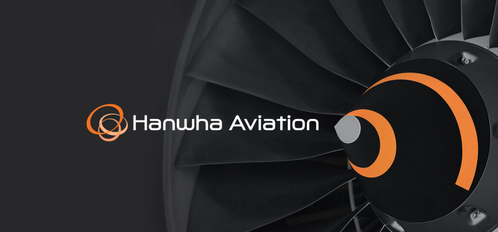 Hanwha Aviation logo with aircraft engine graphic.
