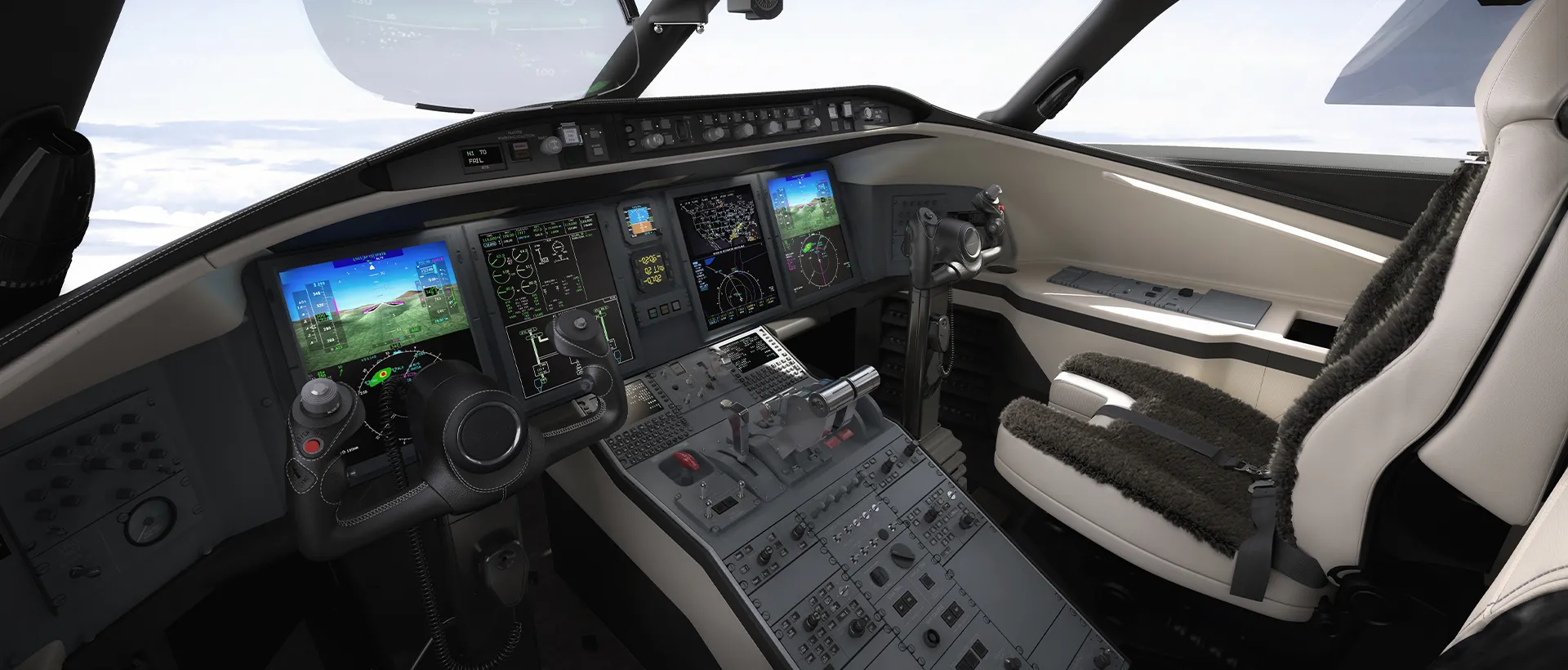 Interior cockpit of a Bombardier Challenger